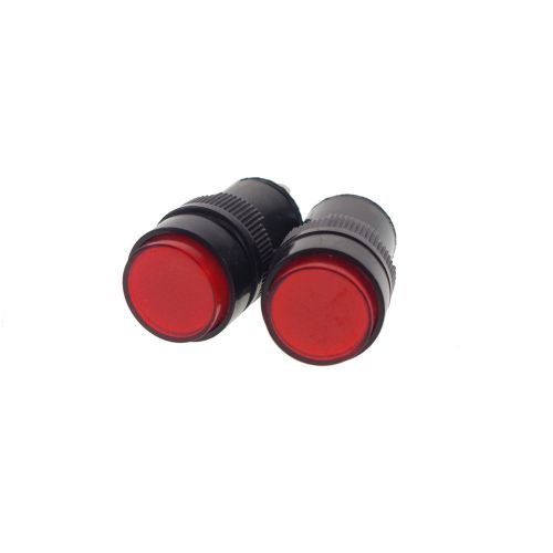(2)Round Indicator Light 2 Pins Red 220V Signal Lamp 16mm Mounting Hole NXD-213