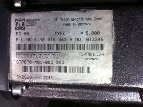 BOSCH REXROTH INDRAMAT ZF PG 50 GEARBOX MODEL GTP070-M01-005 B03 RATIO 5