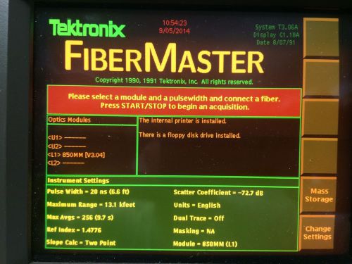 Tektronix TFP2 FiberMaster with Options 11 , 16 , 24 , 850nm MM OTDR Optics Mod