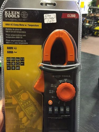 Klein tools cl200 600a ac clamp meter w/ temperature - new **free shipping** for sale