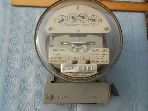 Sangamo Electric Meter, 15 Amps, 240 Volts, #3 Wire, Type J2A