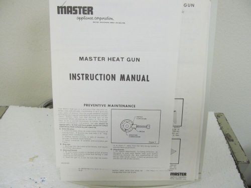 Master appliance heat gun instruction manual for sale