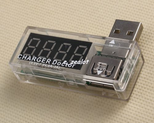 Translucent USB Current/voltage Tester Detector ammeter 0A-3A 3.5V-7V Perfect