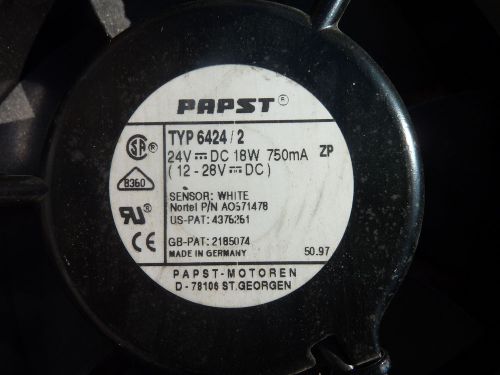 PAPST 6424/ 2 12-28V DC Fan. Made in Germany.
