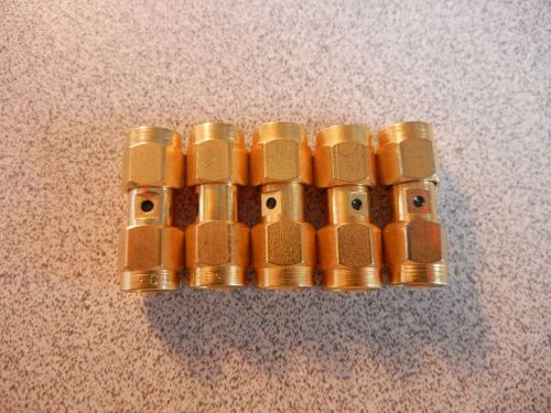 LOT OF 5 GOLD PLATED BARREL ADAPTERS SMA M/M 646