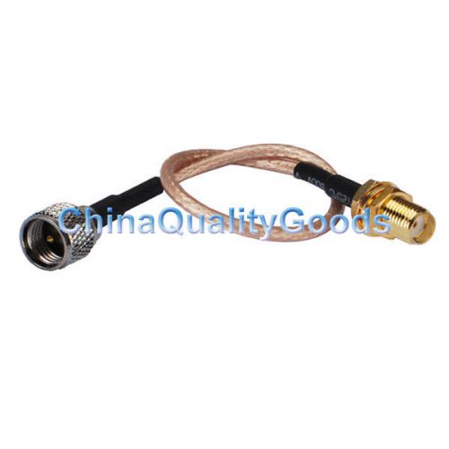 Sma female bulkhead to mini uhf male straight pigtail coaxial cable rg316 15cm for sale