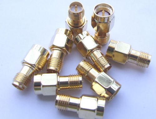2PCS Gold-plated copper RP-SMA TO SMA Plug RF Male pin coaxial adapters