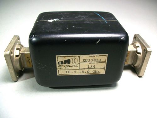 E &amp; M Waveguide KU130LI Isolator 12.4 - 18.0 GHZ WR-62  - USED
