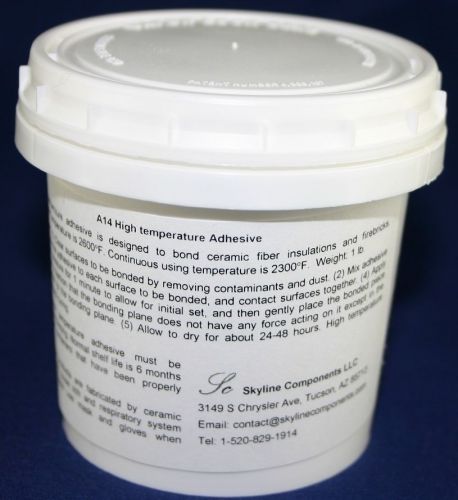 High Temperature Ceramic Adhesive, 2600°F, Net weight 1 lb., Free Shipping