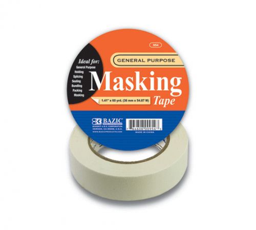 Bazic 1.41&#034; x 2160&#034; (60 yards) general purpose masking tape, case of 24 for sale