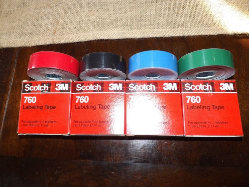 Scotch 3m 760 labeling tape ea-200 labeler 4 rolls blue red black green for sale
