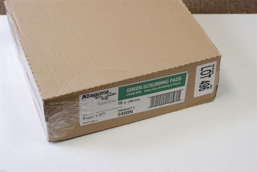 New box of 5x niagara 16&#034; green heavy duty scrubbing pads 406mm 5400n buffing for sale
