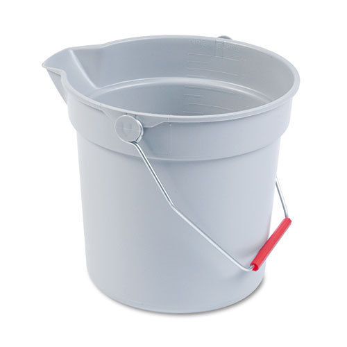 Rubbermaid brute 10-quart plastic utility pail, 10.5 diam x 10.25h, gray plastic for sale