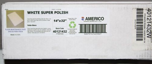 Box of 5 Americo White Super Polish Floor Pads 14&#034; x 32&#034; 40121432 New
