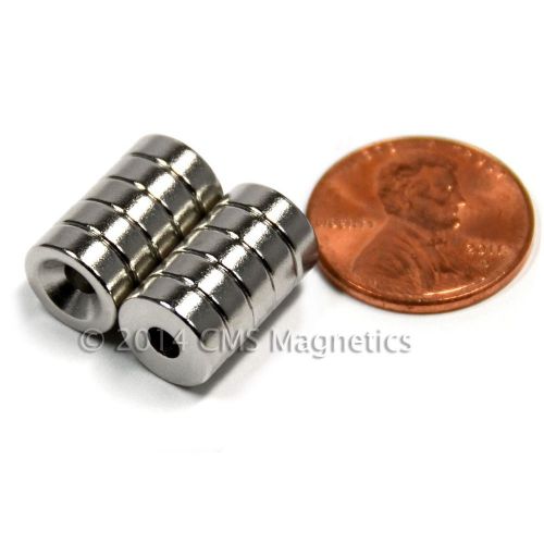 Countersunk hole neodymium magnets n42 3/8&#034;x1/8&#034; for #4 screw 24 count for sale