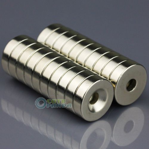Strong n50 20x round neodymium counter sunk magnets 18 x 5mm hole 5mm rare earth for sale