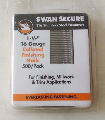 STAINLESS STEEL FINISHING NAILS T16N150FNB Swan Secure 1-1/2&#034;  500 pack