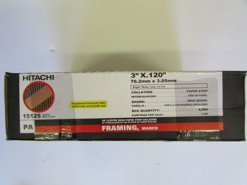 New Hitachi 3&#034; x .120 Paper Tape Framing Nails 2500 Qty.