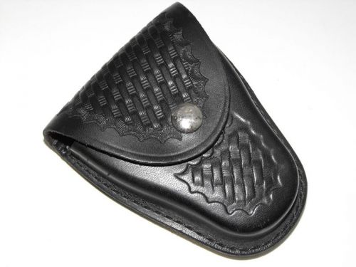 Gall&#039;s Gear Leather Basketweave  Handcuff Case Holder Chrome Snaps