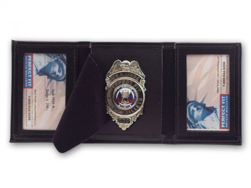 PERFECT FIT BADGE WALLET TRI-FOLD DOUBLE ID WINDOW