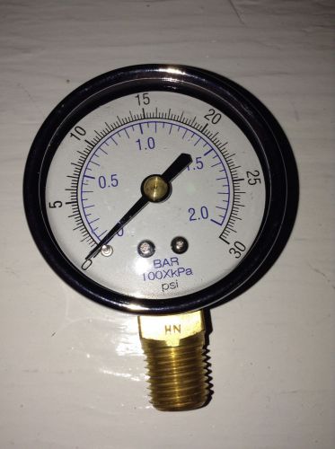 Replacement Air Compressor Gauge 1/4&#034; NPT Lower Mount 30 PSI With 2&#034; Dial 2 BAR