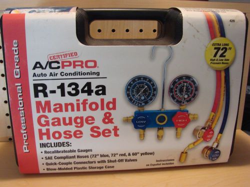 Certified AC Pro R-134a Manifold Gauge &amp; Hose Set