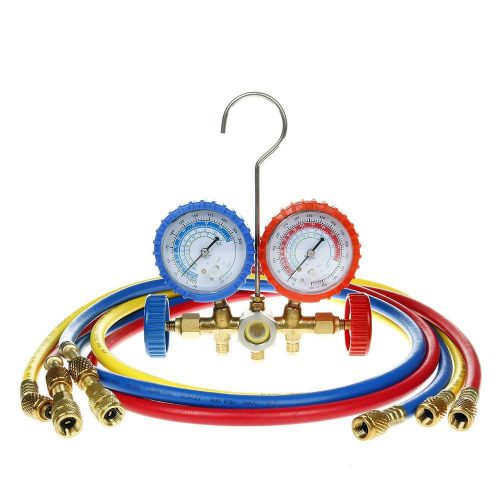 R410a 2-valve refrigerant manifold gauges 40&#034; hoses a/c air hvac halogen freon for sale