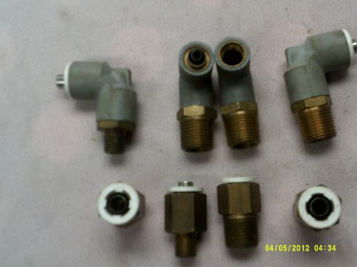 Six piece assortment 3/8&#034;-1/2&#034; tubing to 1/4&#034;-1/2&#034; npt   push to connect nos for sale
