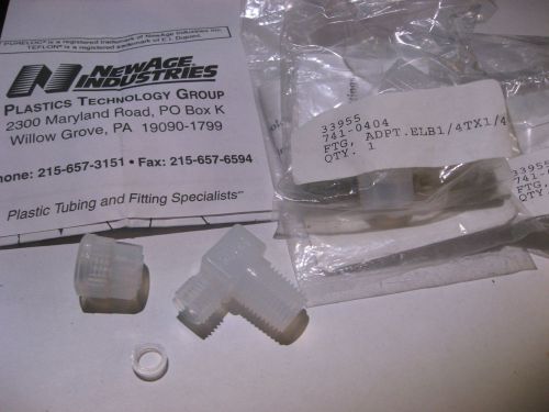 Lot 5 Miniature Plastic Teflon PTFE Air Fittings Elbow NewAge Industries NOS