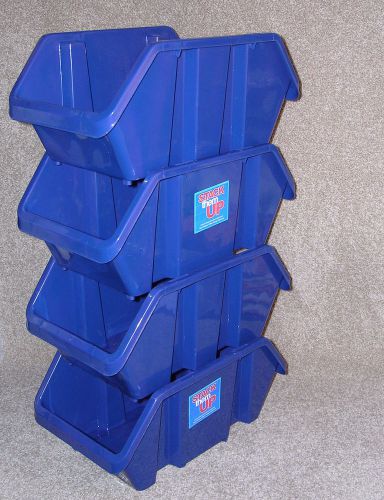 2092/ navy dark blue 4 storage bin dabble side open plastic stackable container