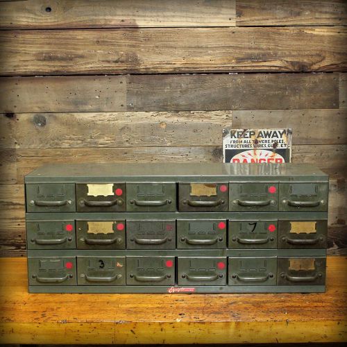 Vintage industrial equipto steel cabinet jewelry tool box 18 drawer organizer for sale