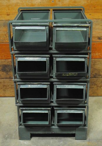 Vintage Metal Stack Bins Parts Garage Storage Industrial Stackbins Stackable