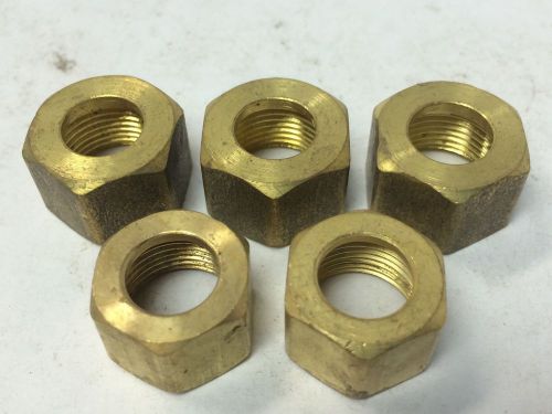 5 piece lot brass hex compression nut 1/4&#034; fitting, new unused surplus for sale