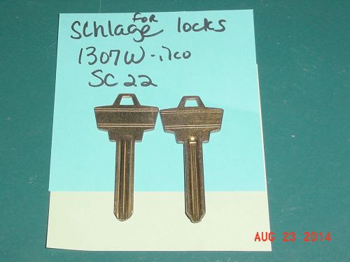 LOCKSMITH NOS Key Blanks lot of 10 SC22 1307W for Schlage Locks Brass vintage