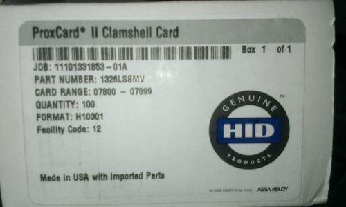 BOX OF 100 HID 1326 ProxCard II Clamshell Card 1326LMSMV
