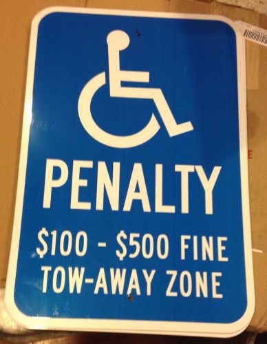 (7) lot of handicap parking sign - penalty / fine tow-away zone 12&#034;x18&#034; aluminum for sale