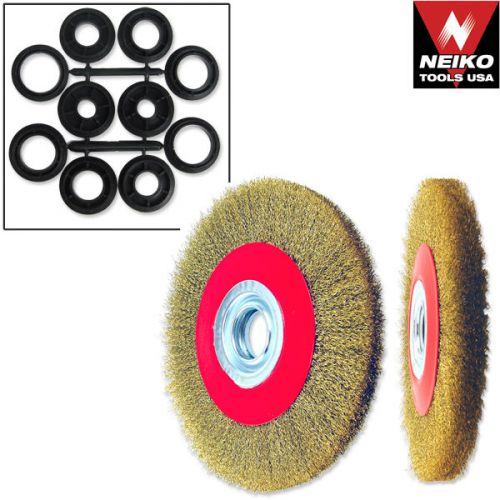 Neiko 6&#034; Crimped Wire Brushes, Wide Face for Bench &amp; Angle Grinder Polishing