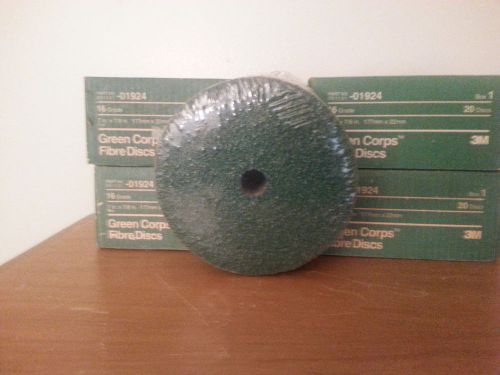 4 bxs. 3m01923 green corps fibre grinding discs 7&#034;x7/8&#034; 24 grit grinding discs for sale