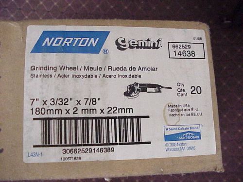 Norton 7 x 3/32 x 7/8 wheel gemini, 66252914638 , 20 ds for sale