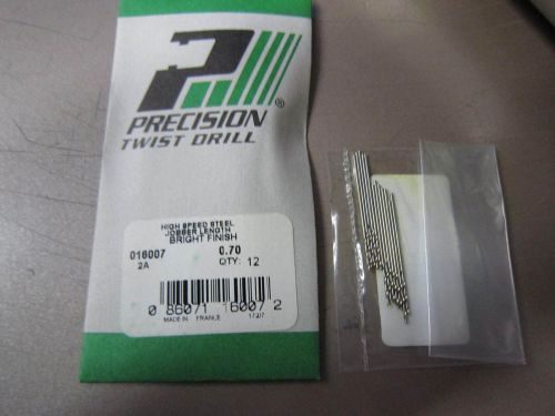 Lot of 12 Precision Twist Drills 0.70mm .0276&#034; Size HSS Jobber Bright 016007 2A