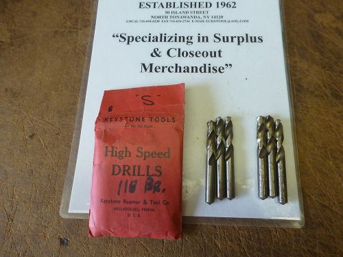 SCREW MACHINE DRILL LETTER &#034;S&#034; 118 POINT HIGH SPEED STEEL  USA NEW 6 PCS $8.00