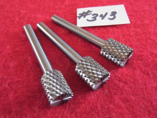 3  U.S.A.  SOLID  CARBIDE BURRS,  DIAMOND TOOTH PATTERN,  1/4&#034; SHANK  {343}