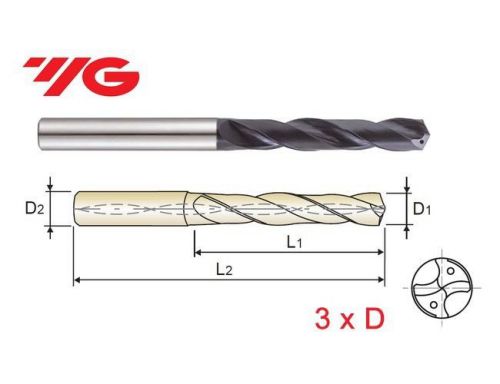 YG-1 0121BTF 3/16&#034; Carbide Dream Drill, Coolant Thru, 3xD Series