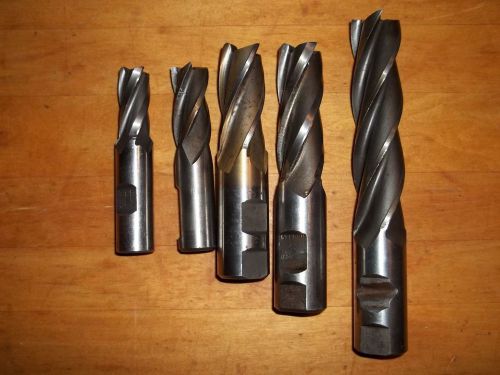 Lot of (5) 4 Flute End Mills - Machinist Tool Cutter - Lot 6