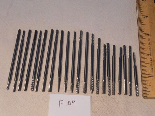 22 NEW 1/8&#034; SHANK CARBIDE BURRS. DOUBLE END COMMON SHAPES. LONGS USA MADE  F109