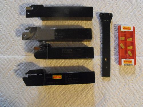 Lot of 4  sandvik q cut indexible  tool holders with inserts for sale