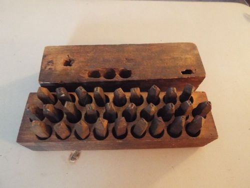 Antique steel punch/stamp set of 28 A-Z, &amp;,. 3/8 steel stock