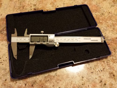 Free shiping 6&#034; digital fractional caliper mm/inch/f+case blue for sale