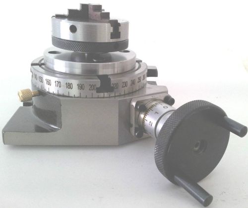 Rotary table 4&#034; with 65mm mini lathe chuck and backplate for sale