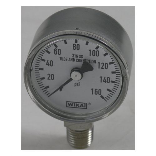 Wika t131.11 pressure gauge, 0-160 psi, 2&#034; dial w/ 1/4&#034; npt bottom mount, dry for sale